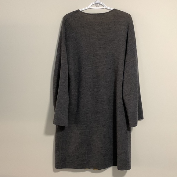 𝅺nordstrom Long Open Front Wool Cardigan Grey/Mustard OSFM - Picture 2 of 6